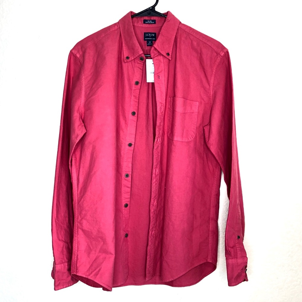 NWT J. Crew Factory Garment Dye Slim Untucked Cotton Long Sleeve Shirt- …